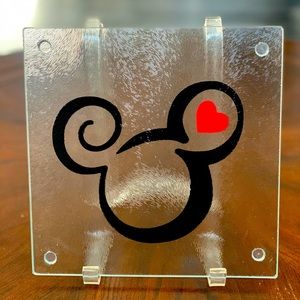 Glass Cutting Board Trivet Mickey Mouse Heart